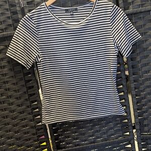 Shi by JOURNEYS Black and White Striped Short Sleeve Tee